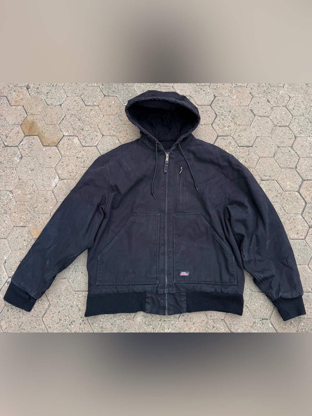 Men's Black Hooded Canvas Jacket - Durable
